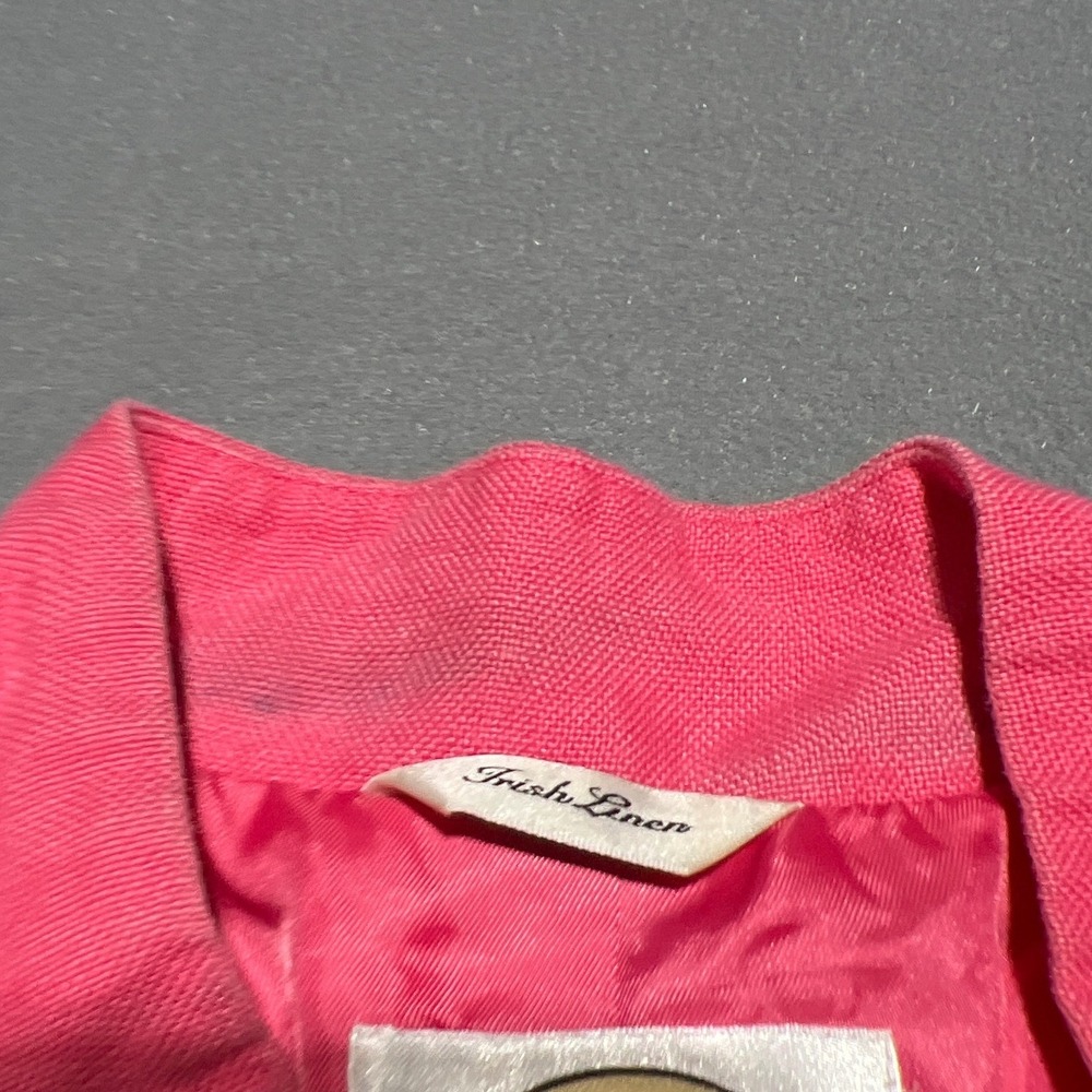 Talbots Irish Linen Pink Blazer Jacket Mandarin Collar Size 8 Long Sleeve - Picture 5 of 9